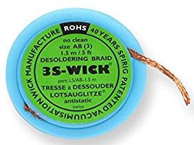 DE-SOLDERING WICK 3 S-WICK 2.20mm GREEN 1.5m